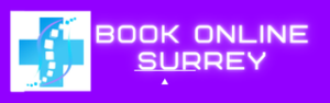 Healing Sense Clinic Surrey location online booking button with logo.